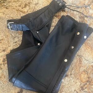 Women’s Harley Davidson Style Lined Black Leather Chaps XS​​​​​​​​